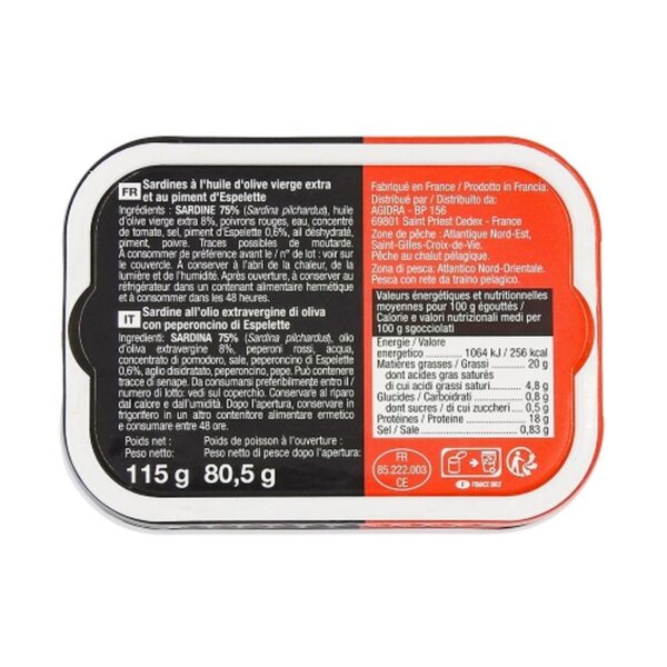 Sardines au piment d'Espelette boîte 80.5g