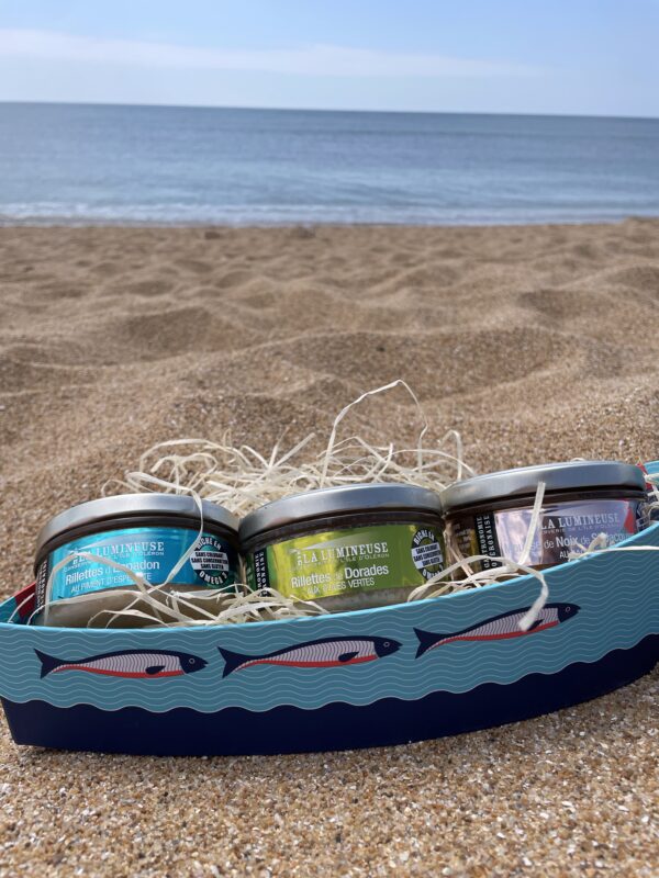 Coffret Été Indien : Rillettes d'Espadon au Piment d'Espelette, Rillettes de Dorades aux Olives vertes, Mousse de Noix de St-Jacques au Bacon