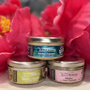 Coffret Printemps : Rillettes d'Espadon au Piment d'Espelette, Rillettes aux Deux Saumons, Rillettes de Dorades aux Olives vertes
