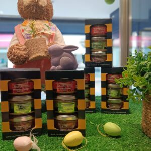 Coffret Pâques : Mousse de Crabe à la Tomate, Rillettes de Merlu au Chorizo, Rillettes de Thon au Poivre Vert