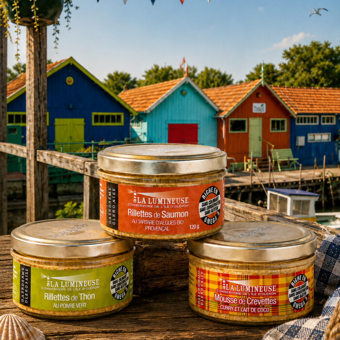 Coffret Août : Rillettes de Saumon au Tartare d'Algues Bio Provençal, Mousse de Crevettes Curry & Lait de Coco, Rillettes de Thon au Poivre Vert